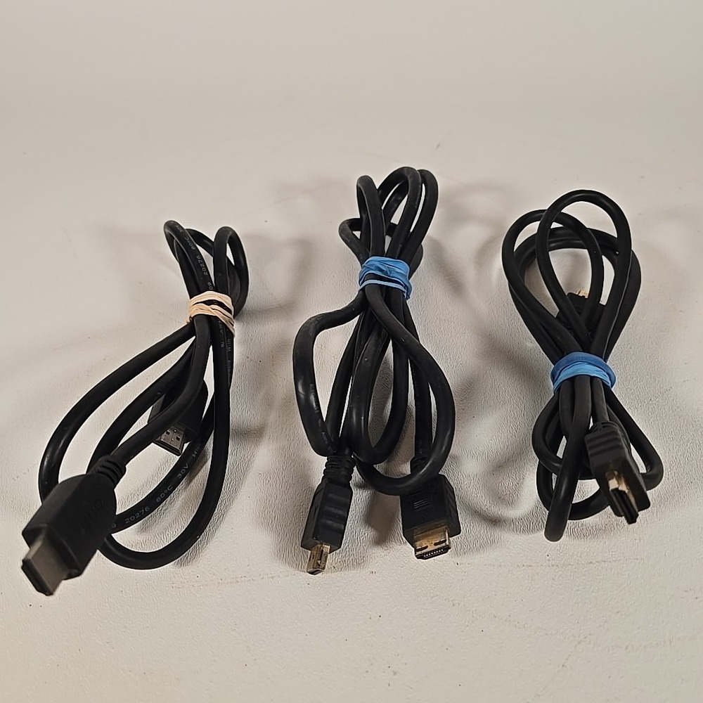 Lot Of 3, HDMI To HDMI Cables Black Various Lengths & Cable Sizes‎